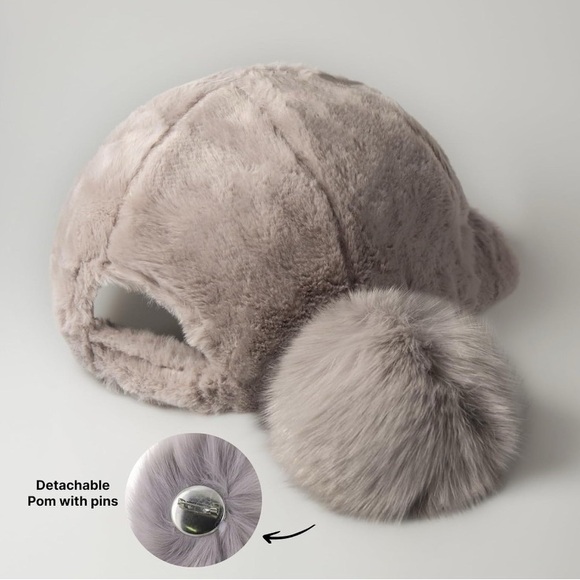 Furry Detachable Pom-Pom Cap